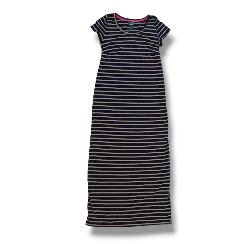 Oh Baby by Motherhood Maxi Tee Shirt Dress Striped Stretch Short Sleeve Size S